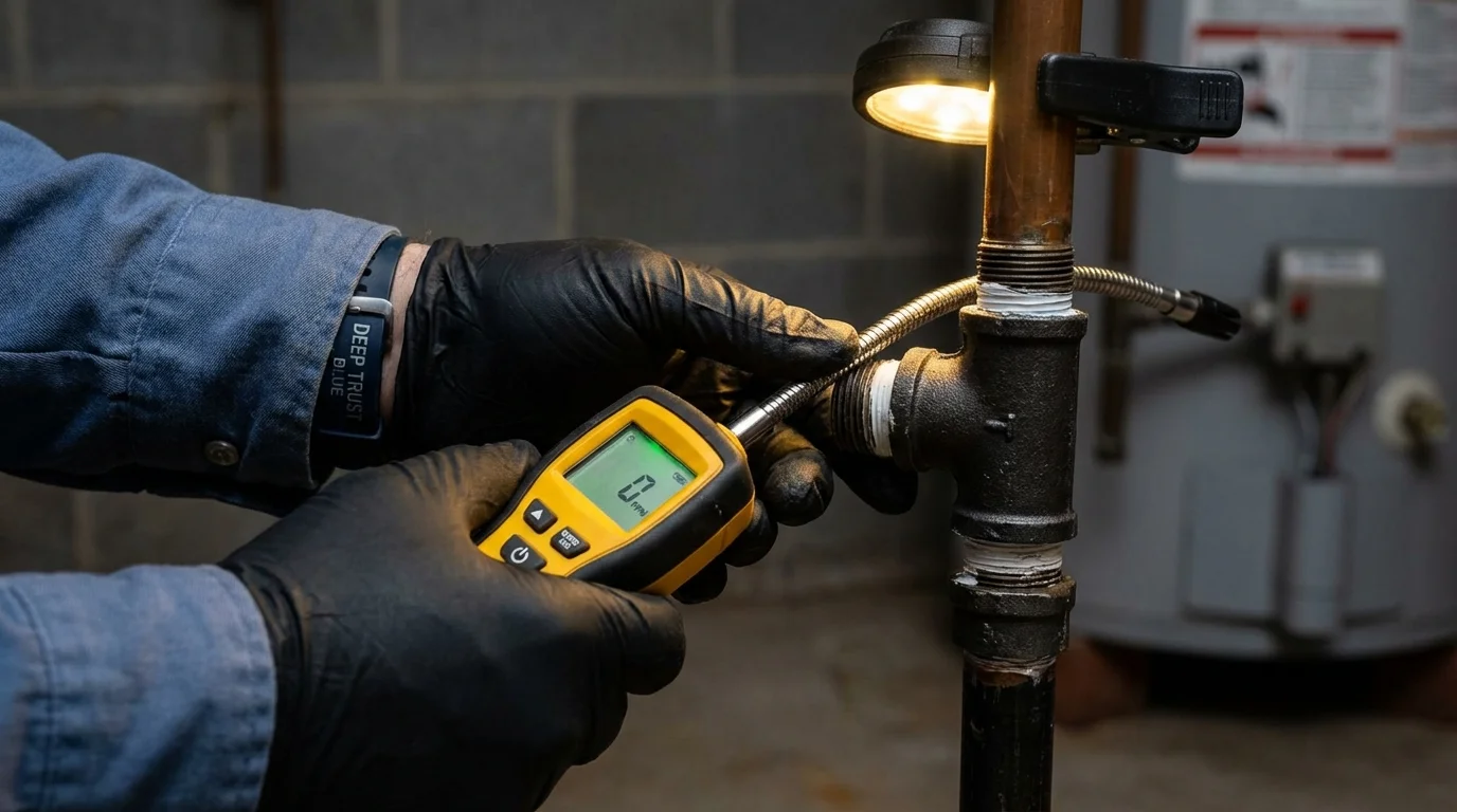 Gas leak detection with electronic sniffer by Johns Plumbing LLC in Rose Hill